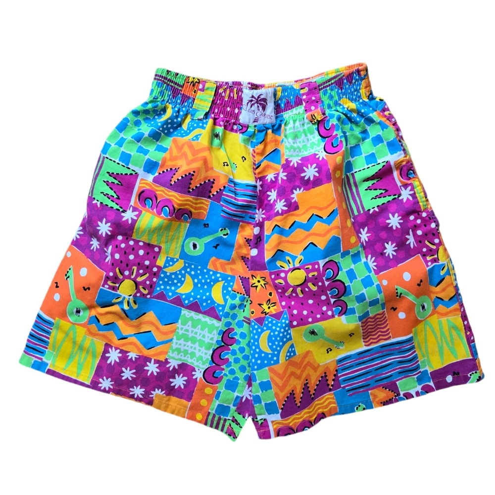 Vintage 1990s Club Caribe funky multicolored neon shorts